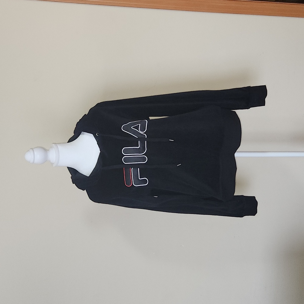 Fila black fleece hoodie sweater in size Large